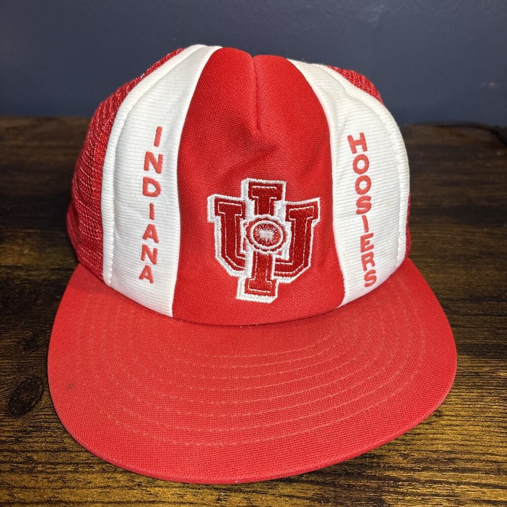 Vtg 80’s INDIANA HOOSIERS Red White Trucker Hat University (see Photos & Des)